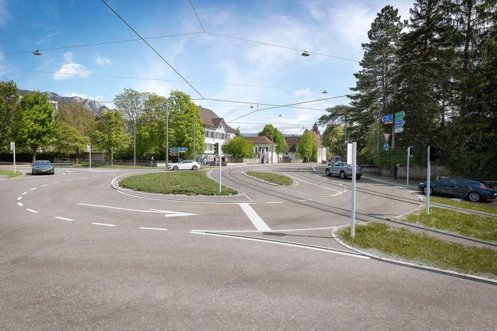 Blick auf Baseltor-Kreisel in Richtung Baselstrasse